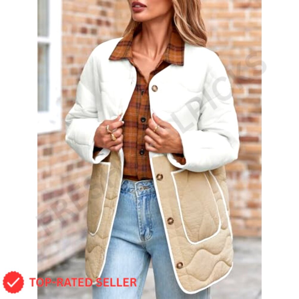 Quilted Lightweight Jacket Mid Length Collarless … - image 3